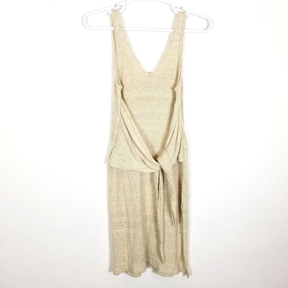 Free People Beach Women Dress Cover Up Knit Sz XS Beige Linen Cotton Sleeveles